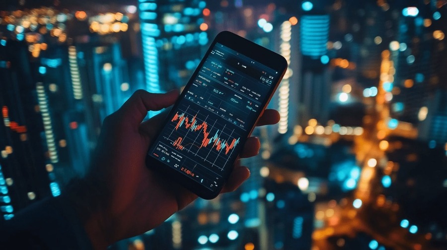 Graphique boursier en un telefono inteligente - bitzer
