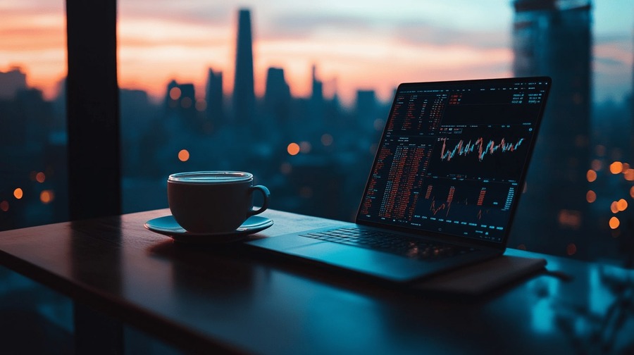 Laptop con graficos financieros - bitzer